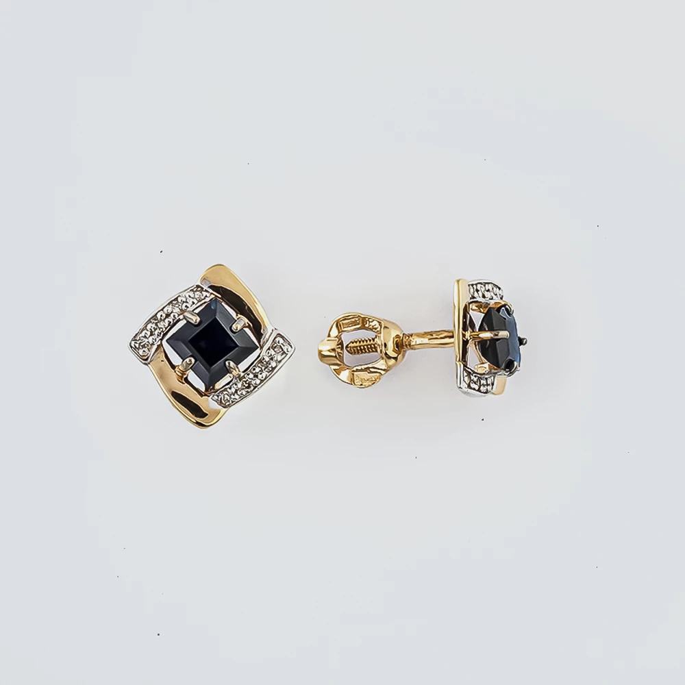 Серьги с сапфиром из красного золота 585 пробы
