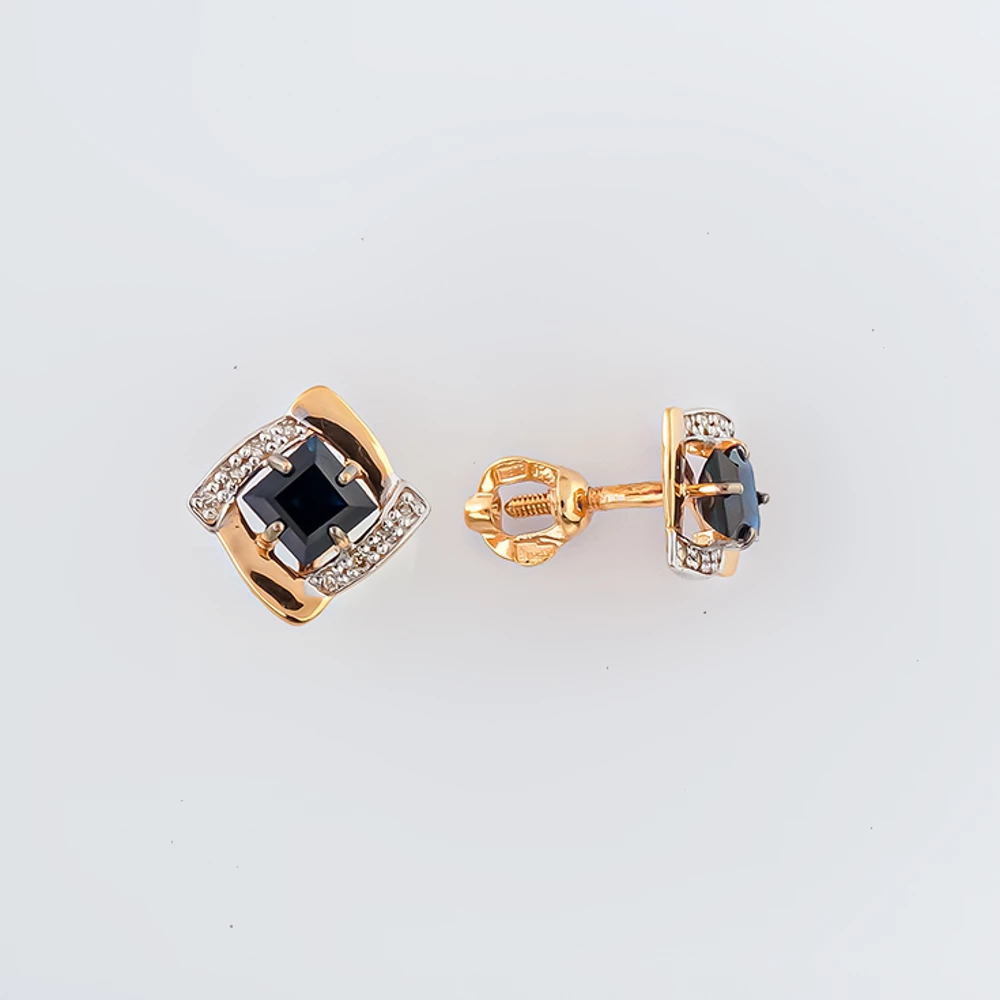 Серьги с сапфиром из красного золота 585 пробы