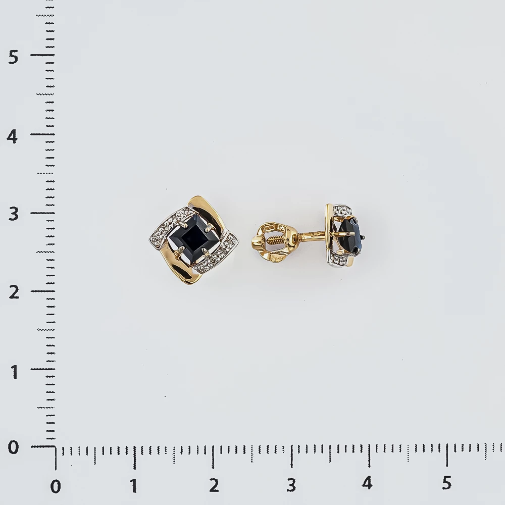 Серьги с сапфиром из красного золота 585 пробы