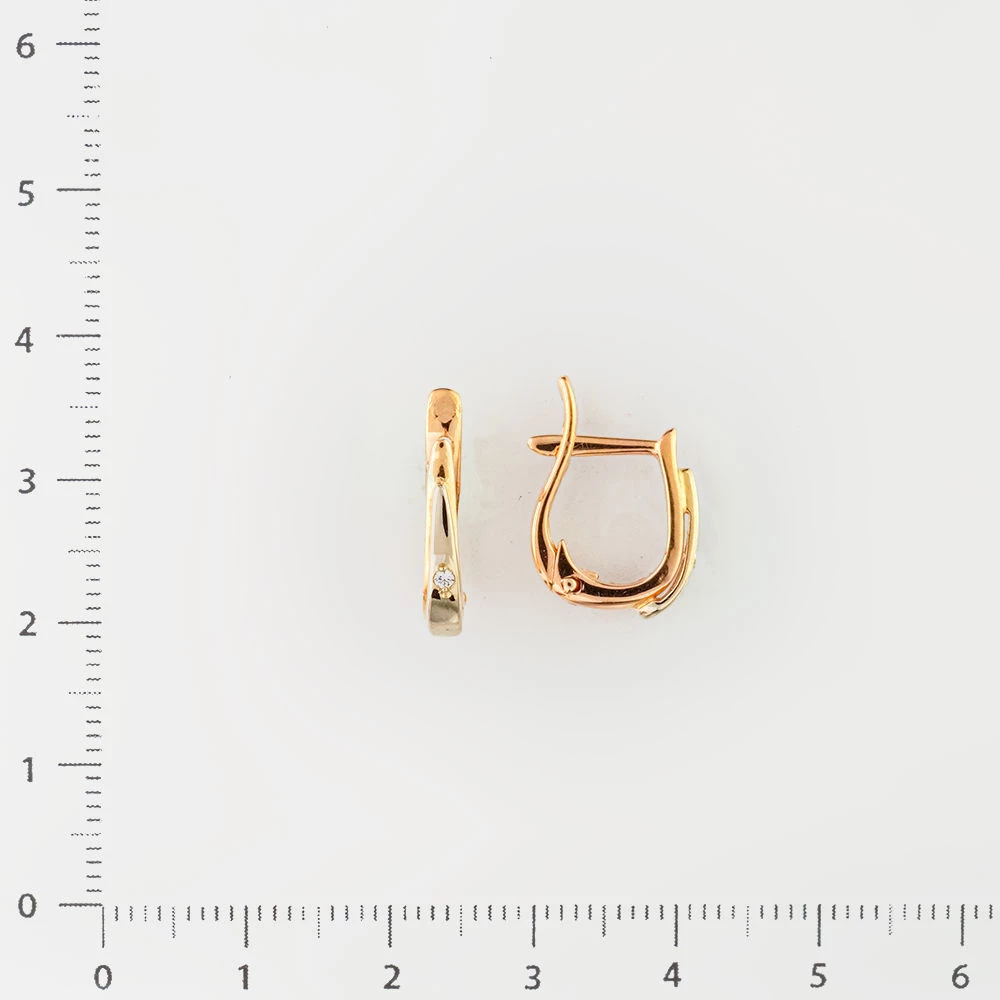 Серьги с фианитом из красного золота 585 пробы