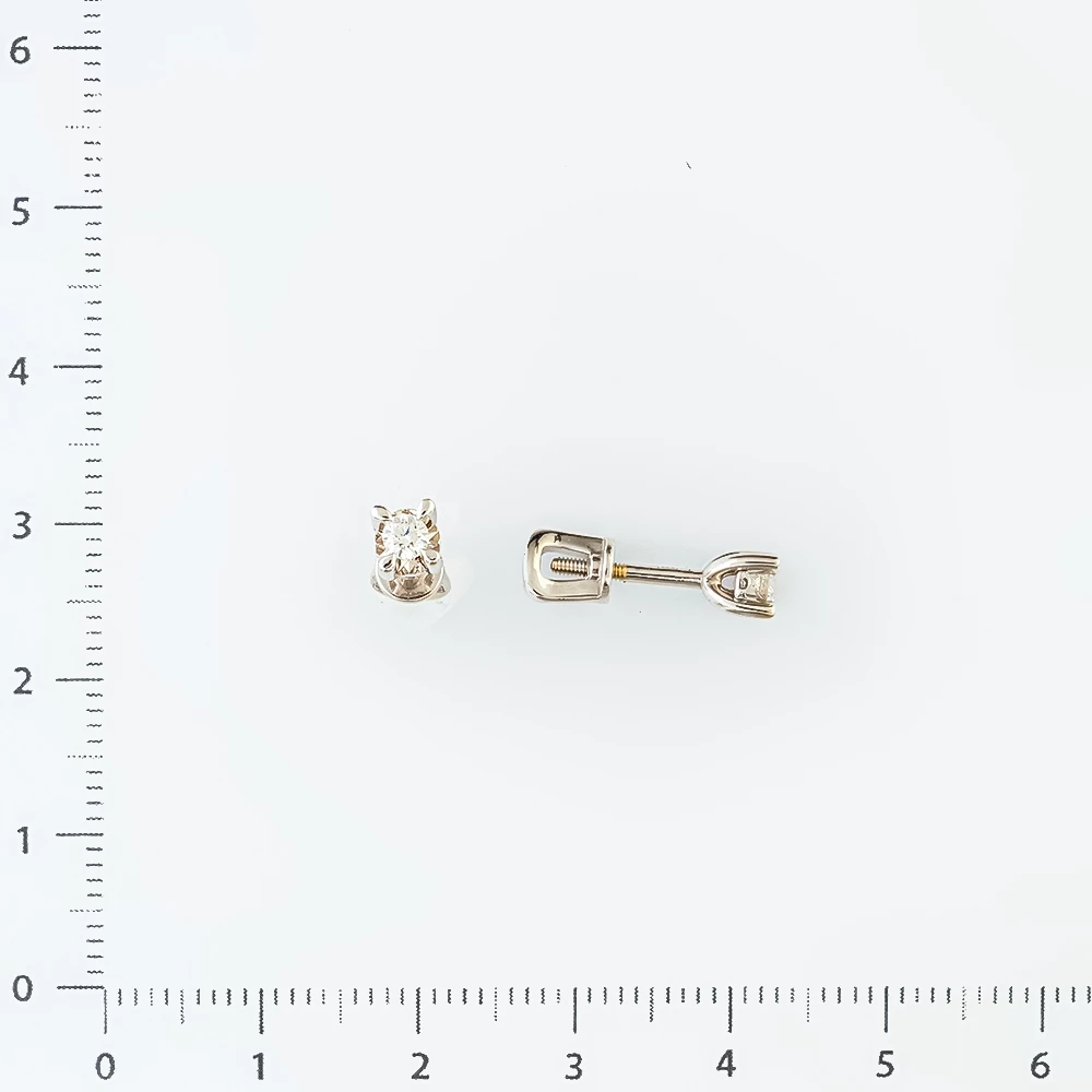 Серьги с бриллиантом из белого золота 585 пробы