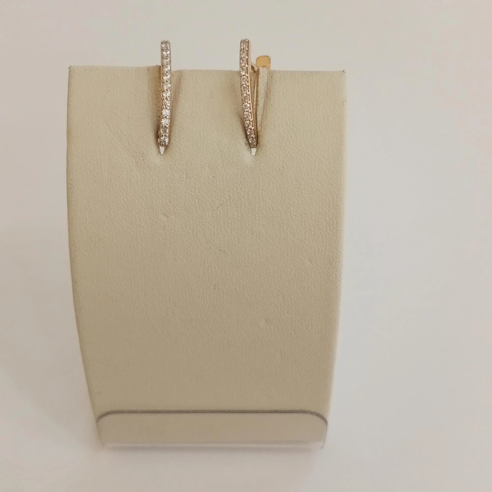 Серьги с фианитом из красного золота 585 пробы