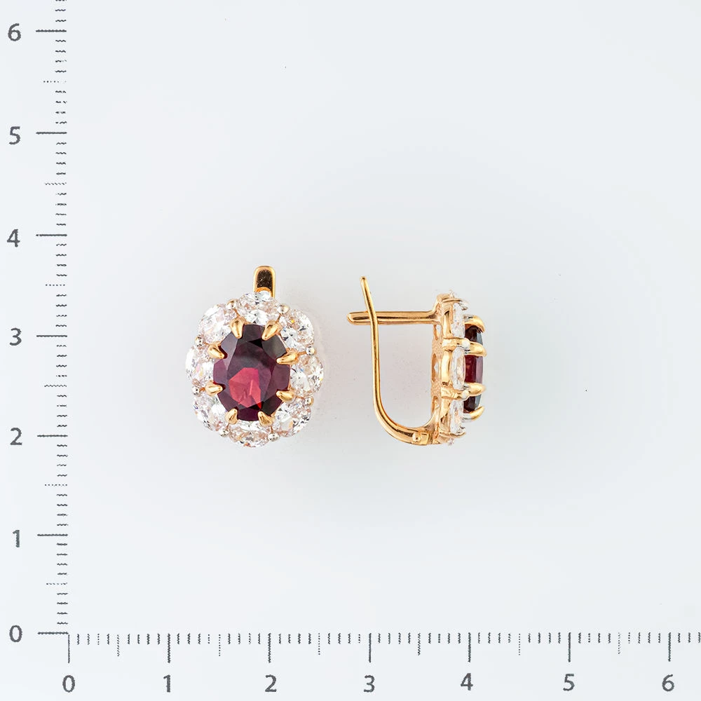 Серьги с гранатом из красного золота 585 пробы