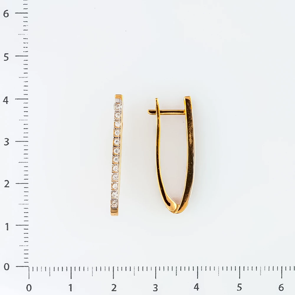 Серьги с фианитом из красного золота 585 пробы