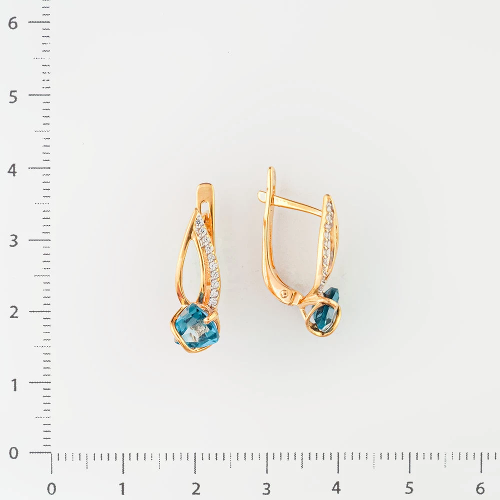 Серьги с топазом лондон из красного золота 585 пробы