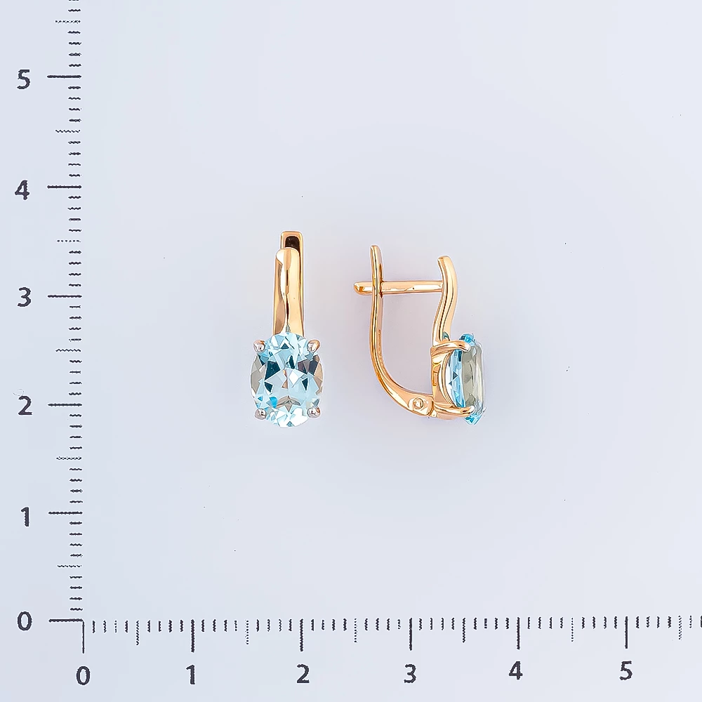 Серьги с топазом из красного золота 585 пробы