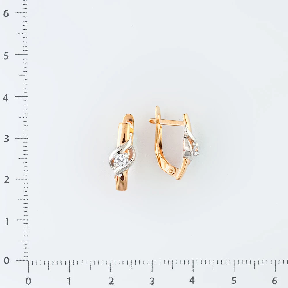 Серьги с фианитом из красного золота 585 пробы