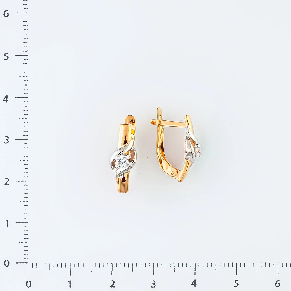 Серьги с фианитом из красного золота 585 пробы