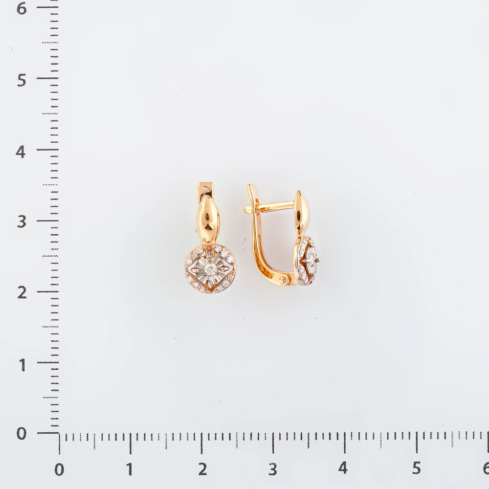 Серьги с бриллиантом из красного золота 585 пробы