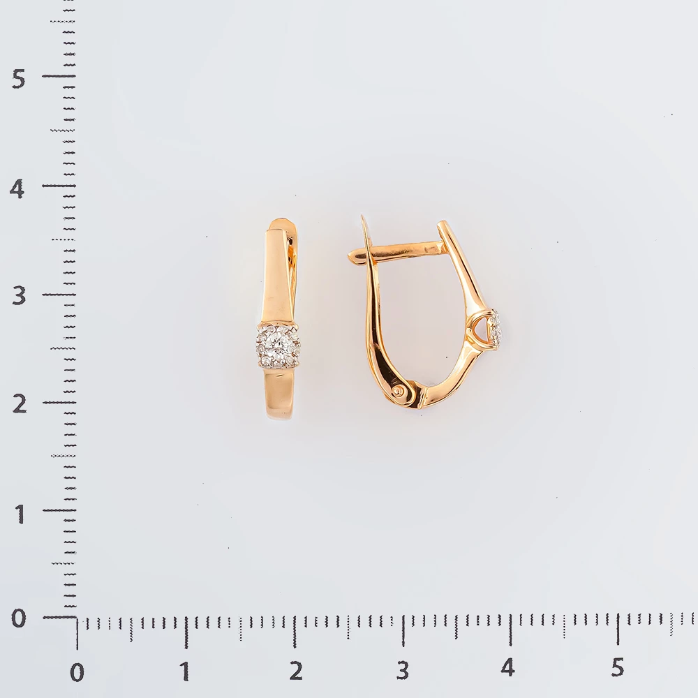 Серьги с бриллиантом из красного золота 585 пробы