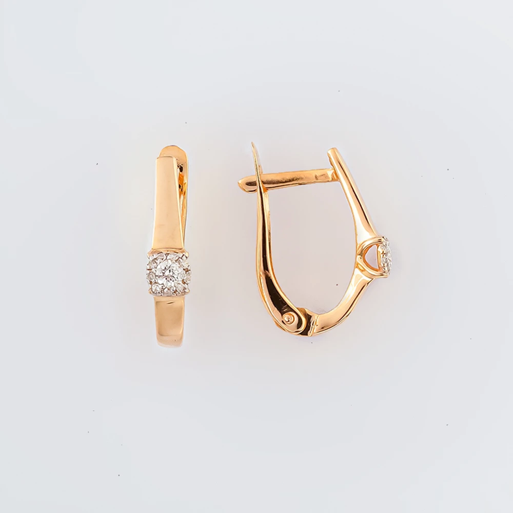 Серьги с бриллиантом из красного золота 585 пробы