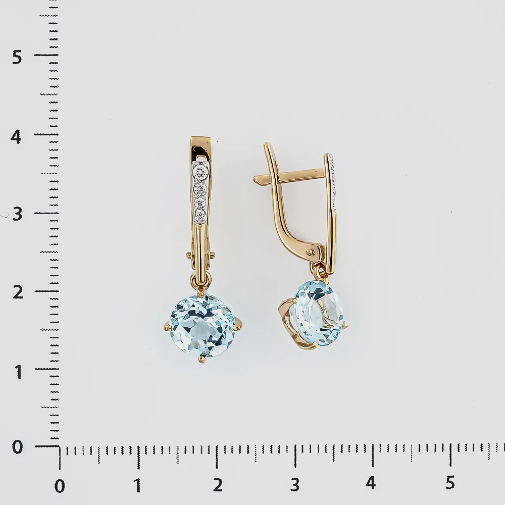 Серьги с топазом из красного золота 585 пробы