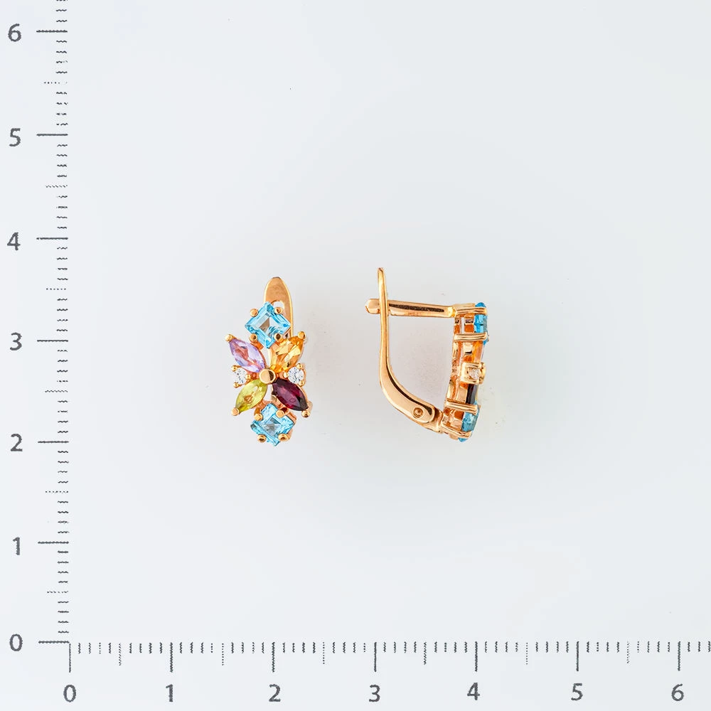 Серьги с топазом из красного золота 585 пробы
