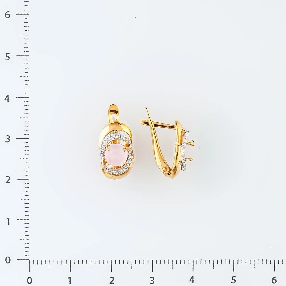Серьги с кварцем из красного золота 585 пробы
