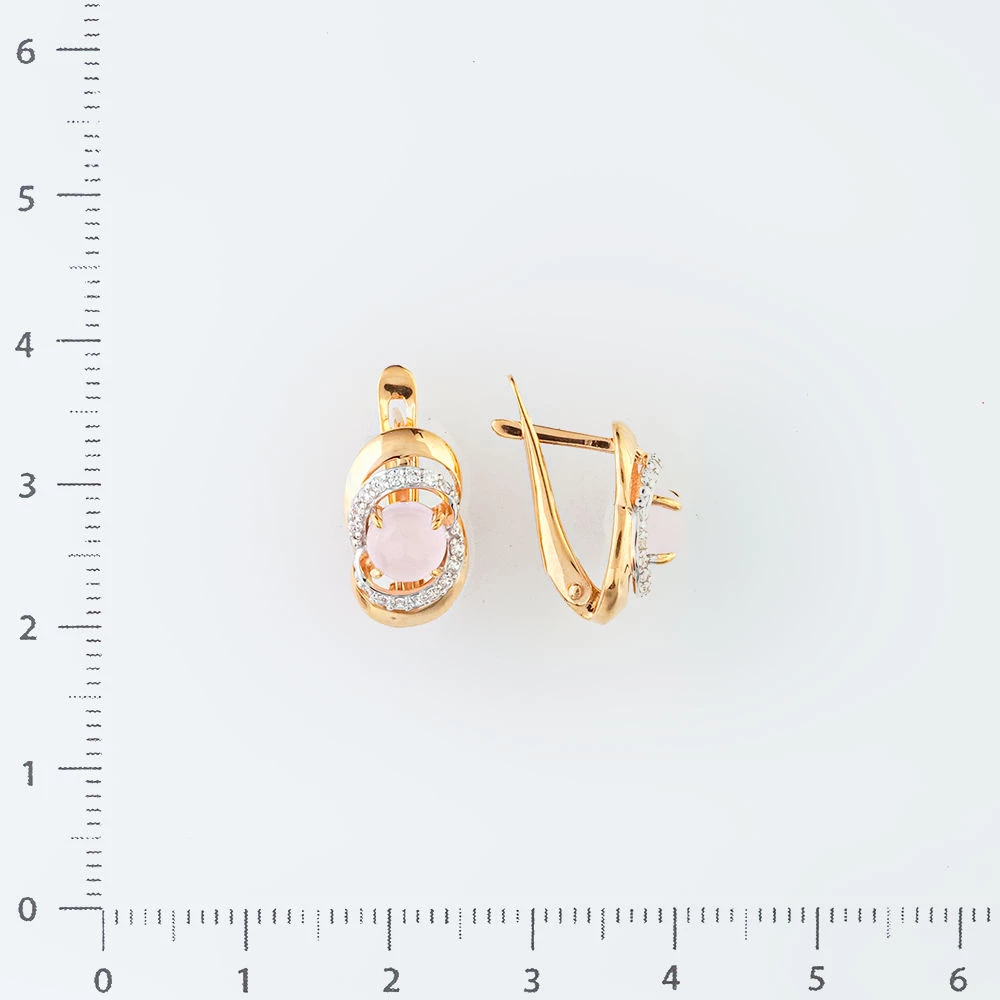 Серьги с кварцем из красного золота 585 пробы