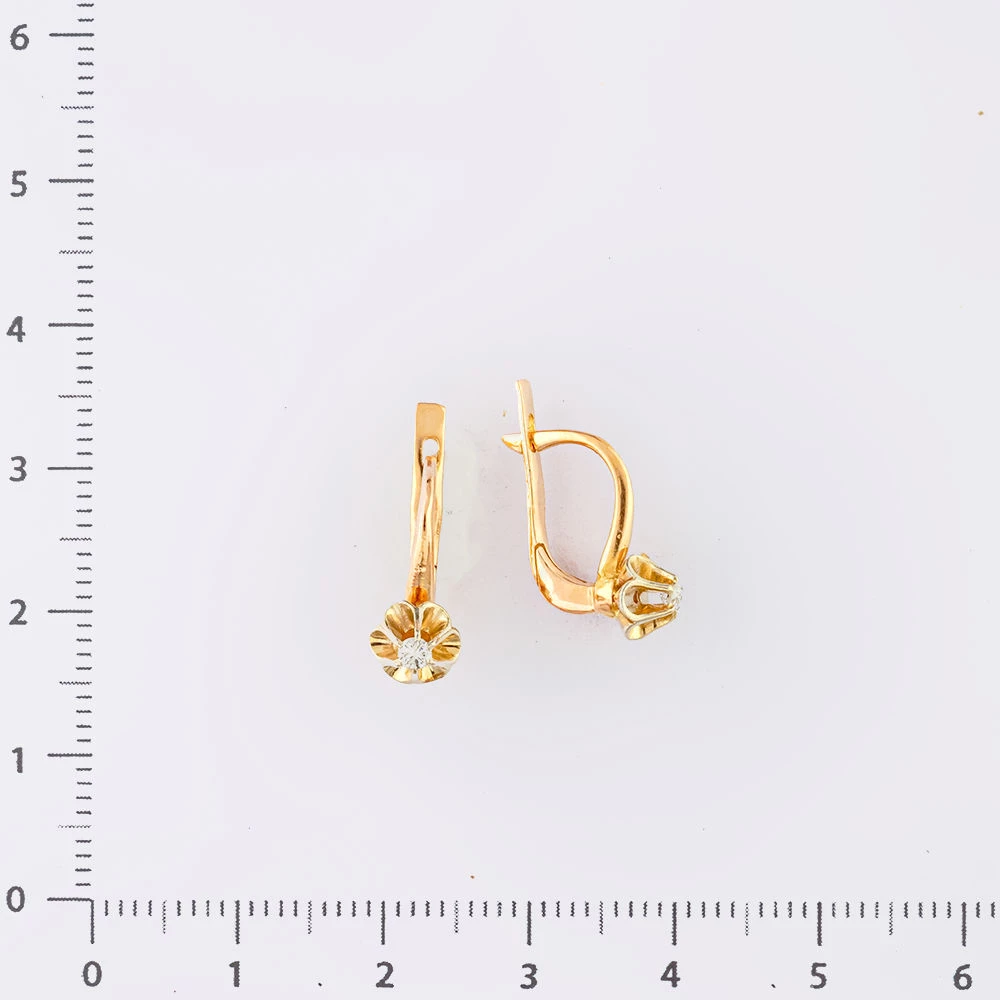 Серьги с бриллиантом из красного золота 583 пробы