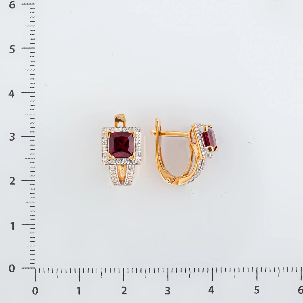 Серьги с гранатом из красного золота 585 пробы