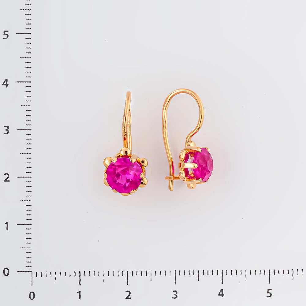 Серьги с фианитом из красного золота 583 пробы