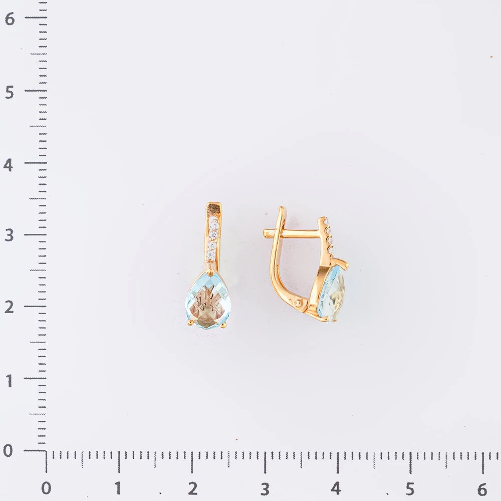 Серьги с топазом из красного золота 585 пробы