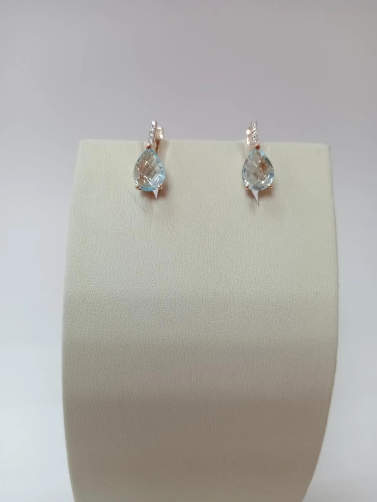 Серьги с топазом из красного золота 585 пробы