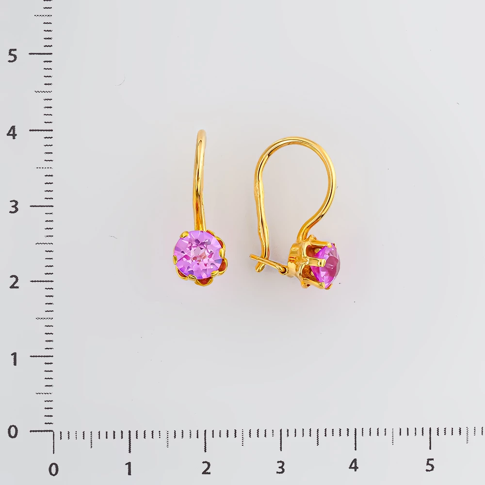 Серьги с фианитом из желтого золота 750 пробы