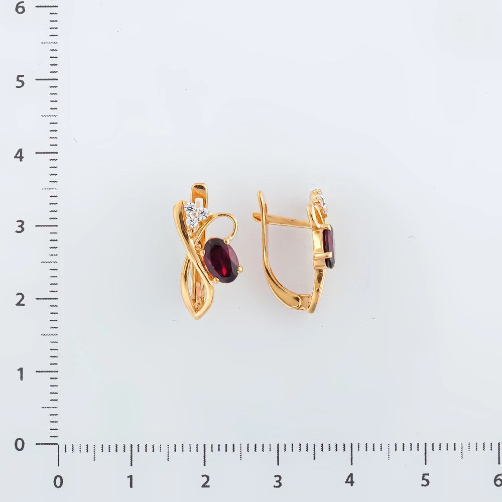 Серьги с гранатом из красного золота 585 пробы