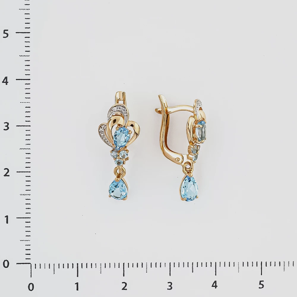 Серьги с топазом из красного золота 585 пробы