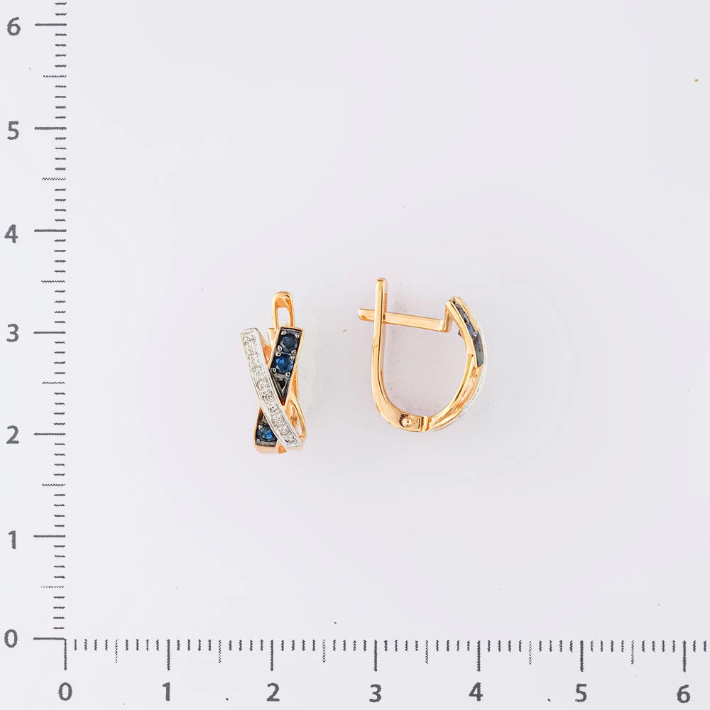 Серьги с сапфиром из красного золота 585 пробы