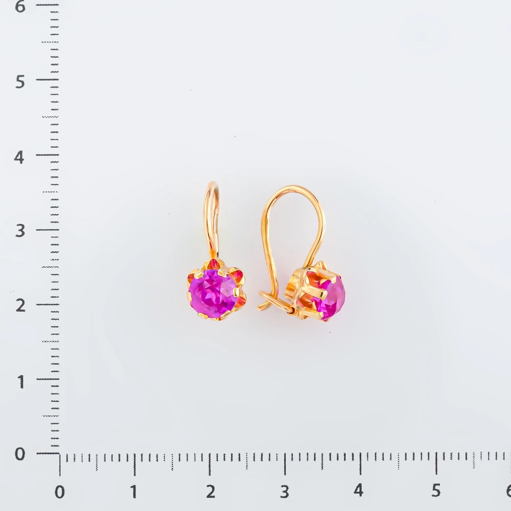 Серьги с фианитом из красного золота 583 пробы
