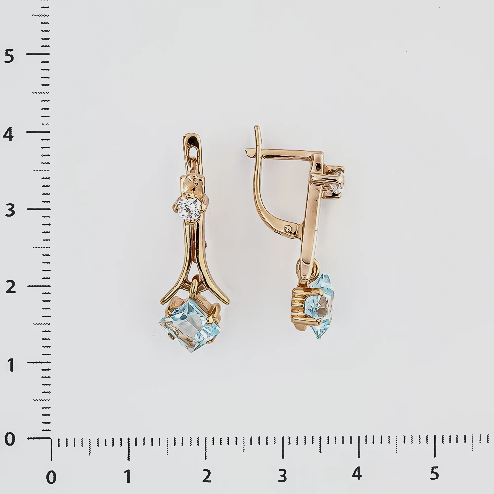 Серьги с топазом из красного золота 585 пробы