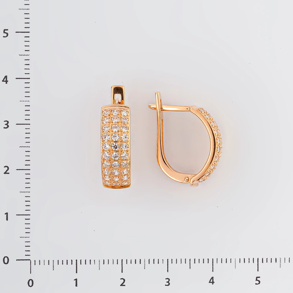 Серьги с фианитом из красного золота 585 пробы