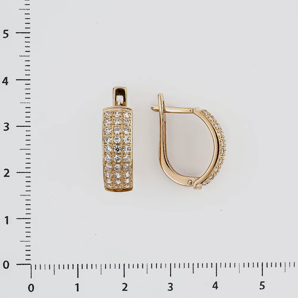 Серьги с фианитом из красного золота 585 пробы