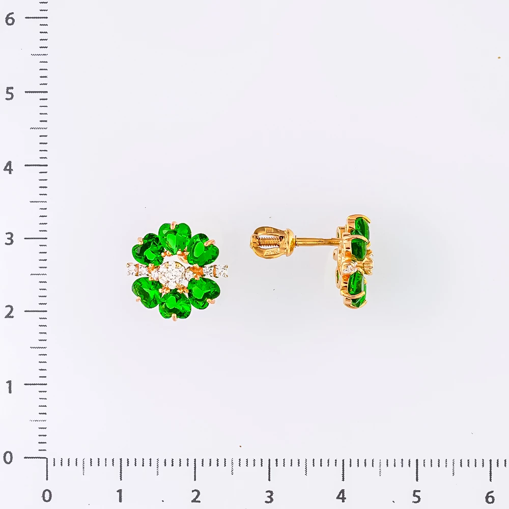 Серьги с ситаллом из красного золота 585 пробы