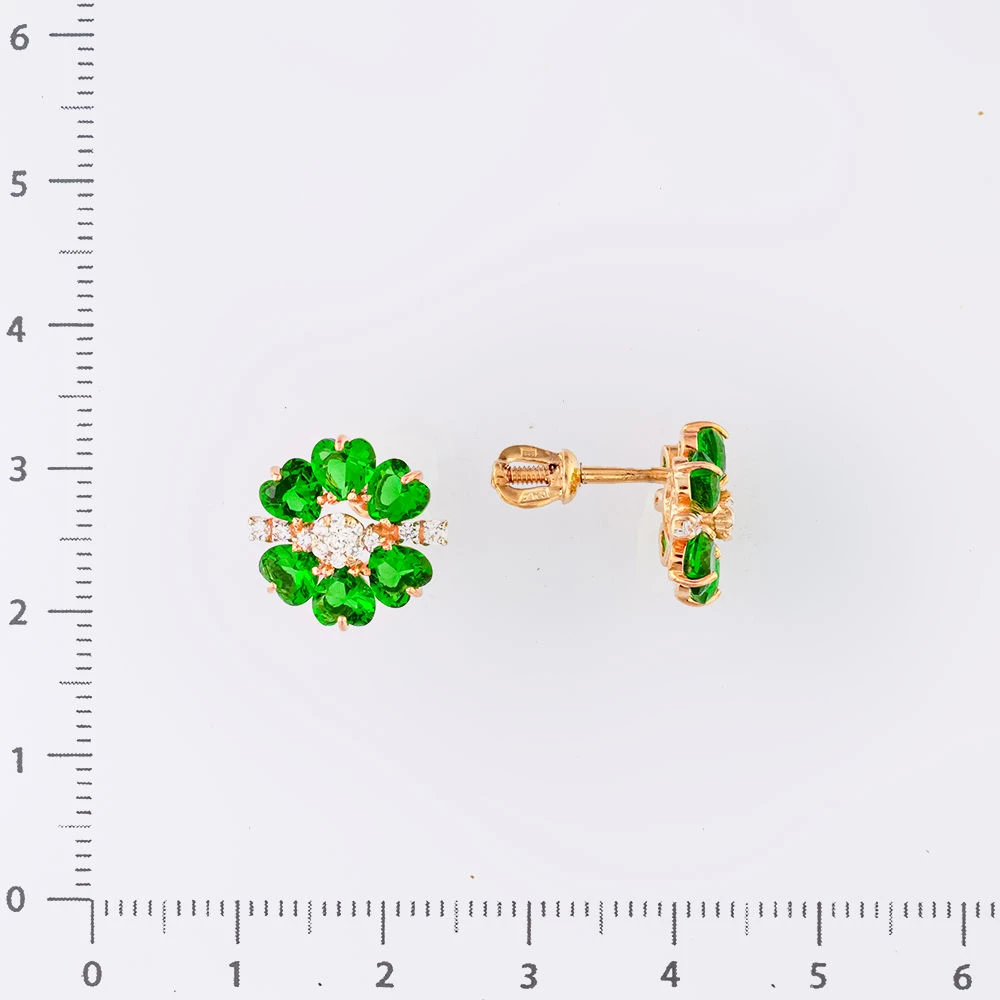 Серьги с ситаллом из красного золота 585 пробы