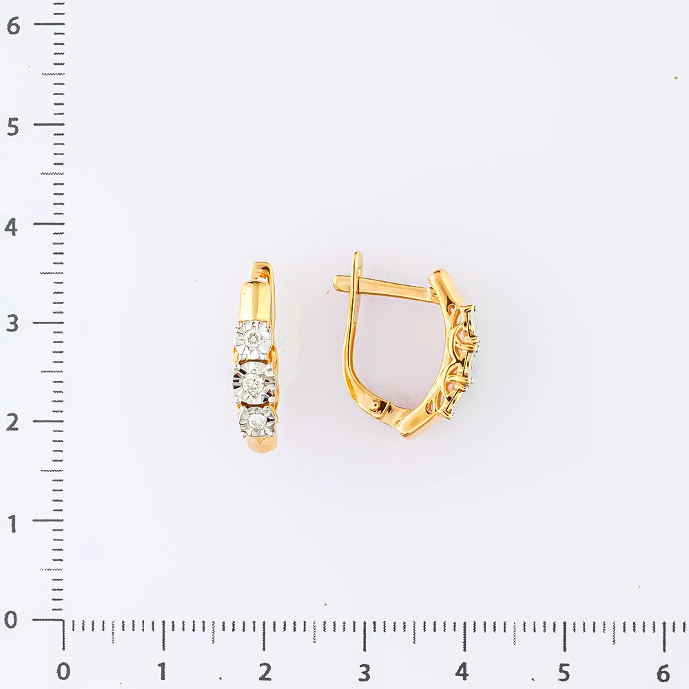 Серьги с бриллиантом из красного золота 585 пробы