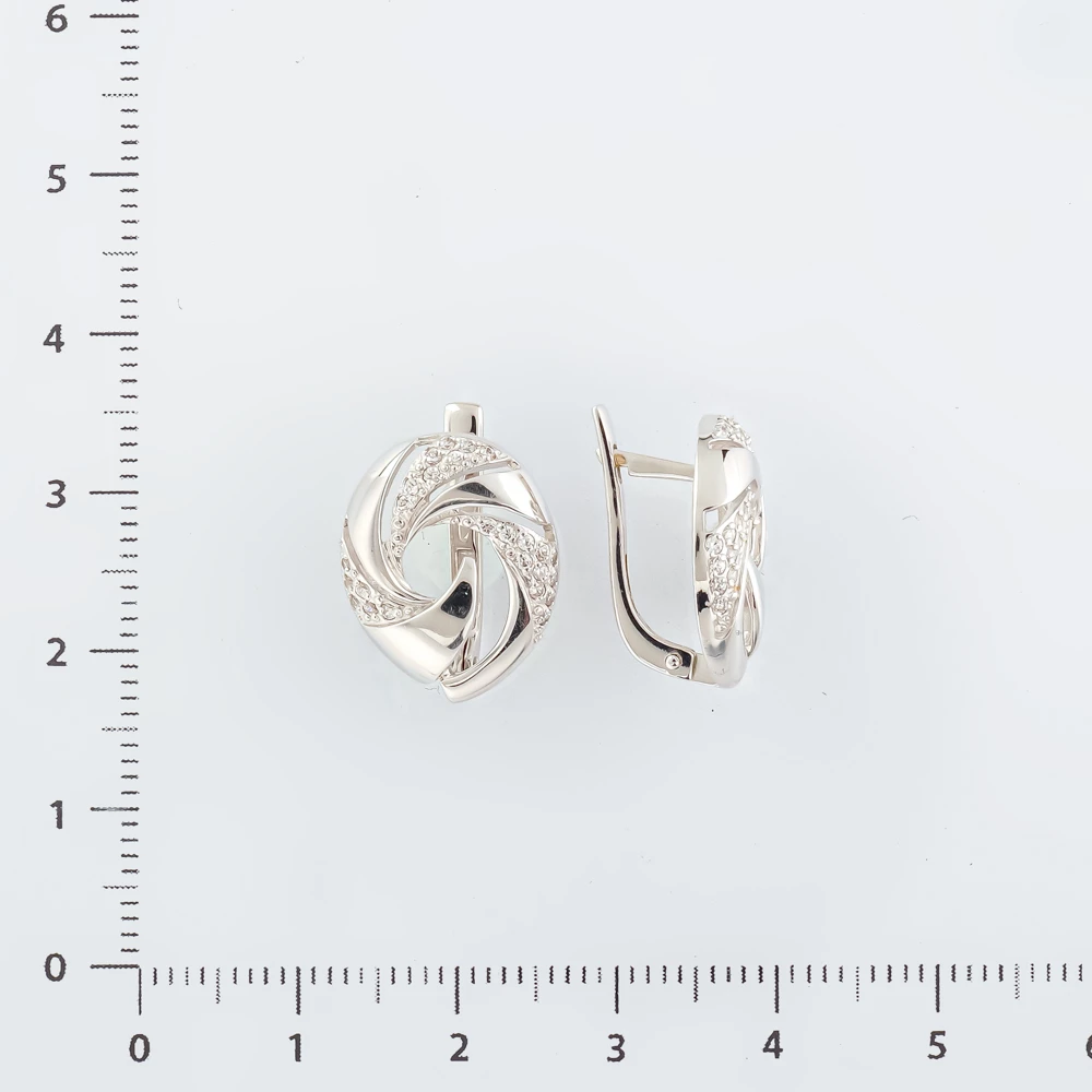 Серьги с фианитом из белого золота 585 пробы