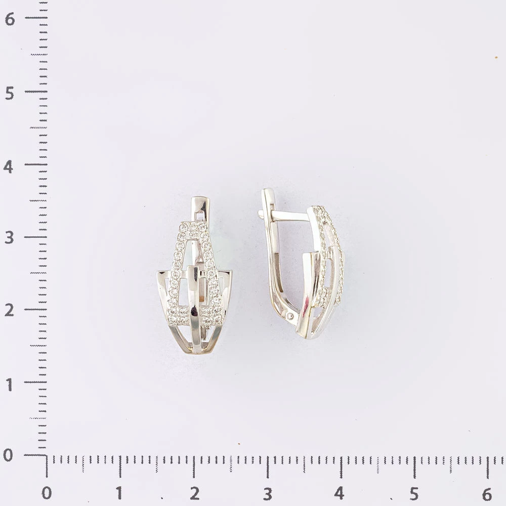 Серьги с фианитом из белого золота 585 пробы