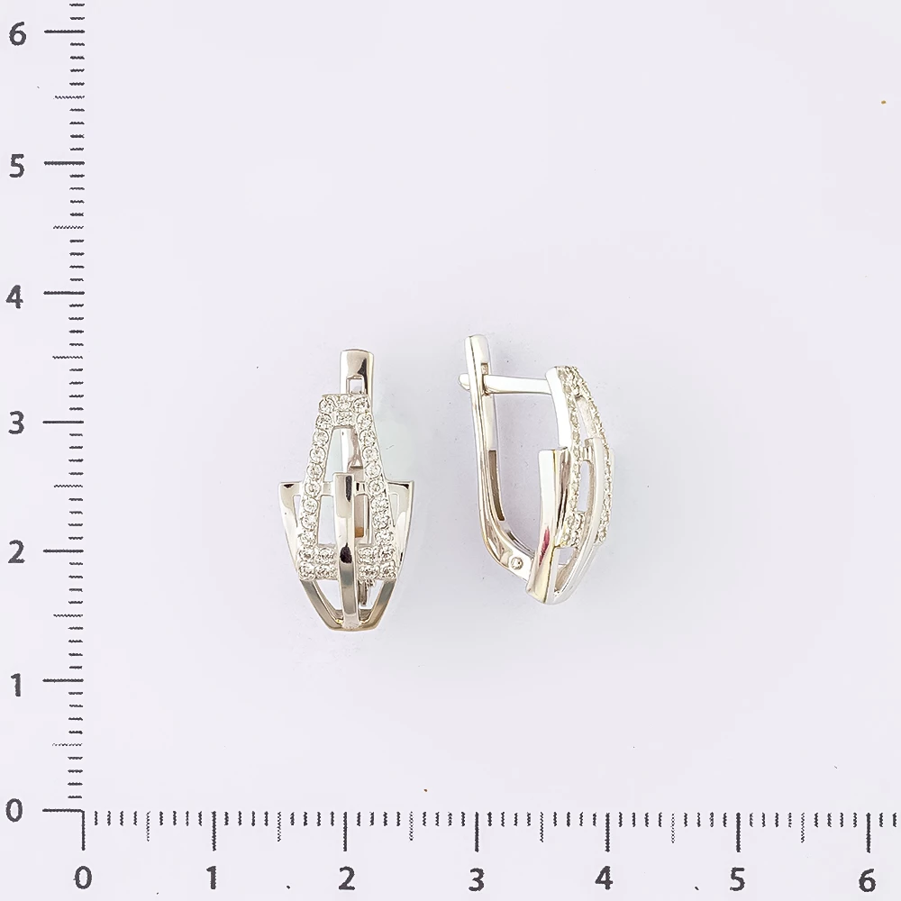 Серьги с фианитом из белого золота 585 пробы
