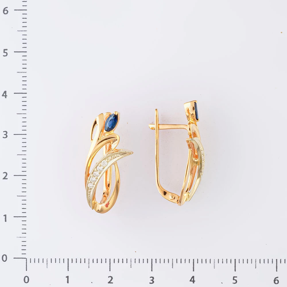 Серьги с сапфиром из красного золота 585 пробы