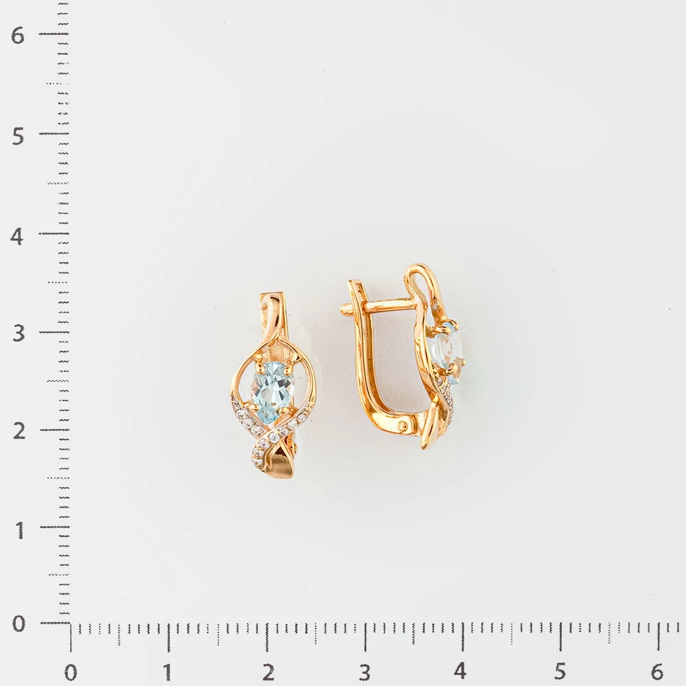Серьги с топазом из красного золота 585 пробы
