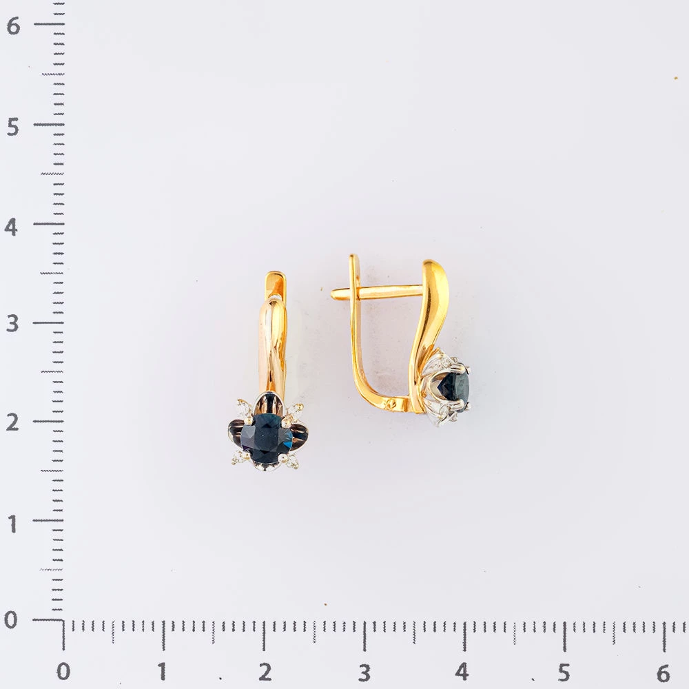 Серьги с сапфиром из красного золота 585 пробы