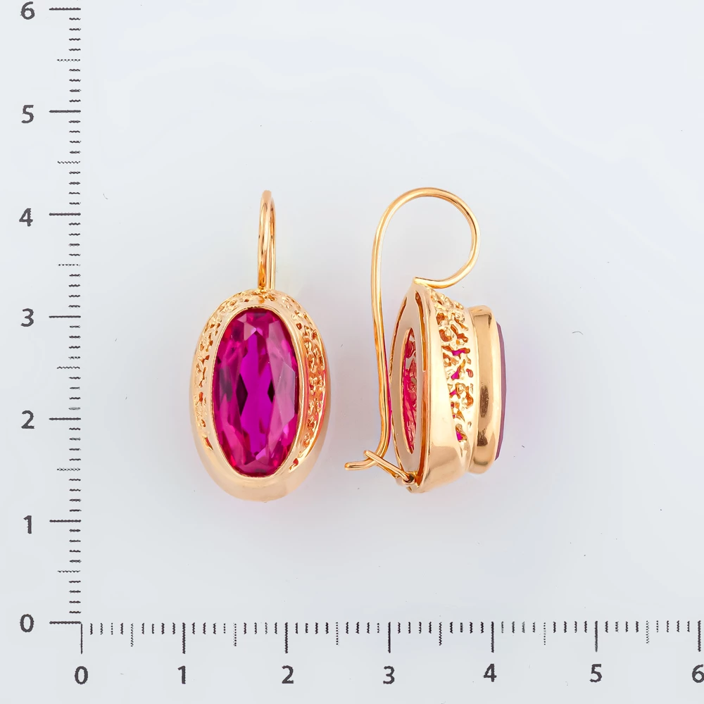 Серьги с фианитом из красного золота 583 пробы
