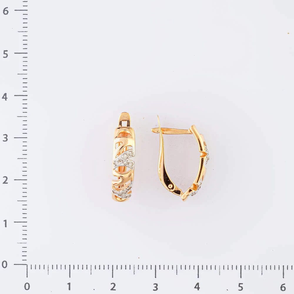 Серьги с бриллиантом из красного золота 585 пробы