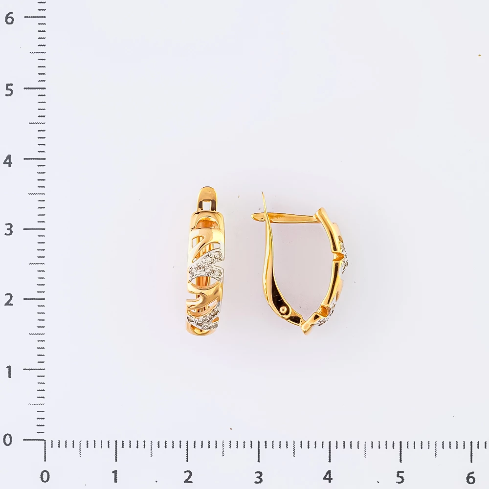 Серьги с бриллиантом из красного золота 585 пробы