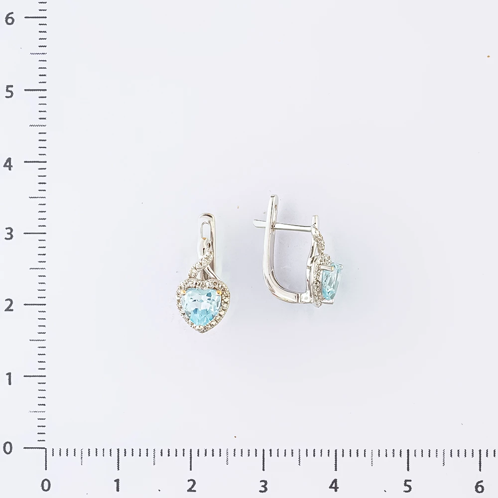 Серьги с топазом из белого золота 585 пробы