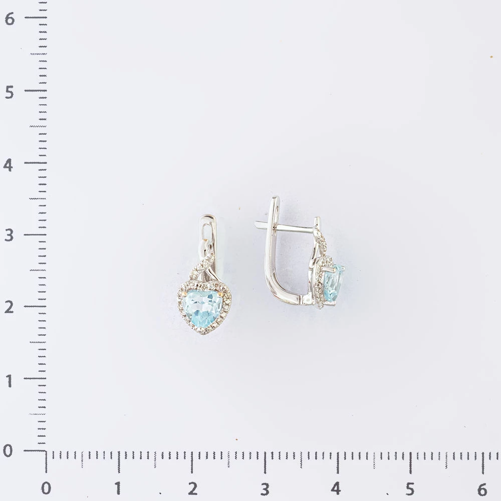 Серьги с топазом из белого золота 585 пробы