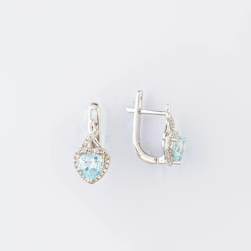 Серьги с топазом из белого золота 585 пробы
