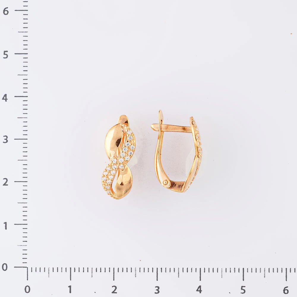 Серьги с фианитом из красного золота 375 пробы