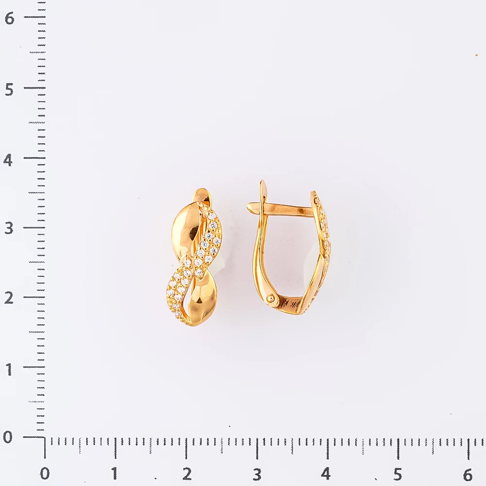 Серьги с фианитом из красного золота 375 пробы