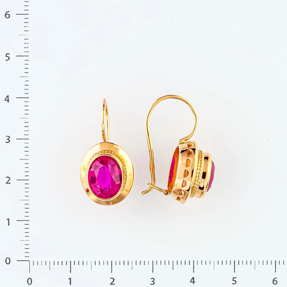 Серьги с фианитом из красного золота 583 пробы